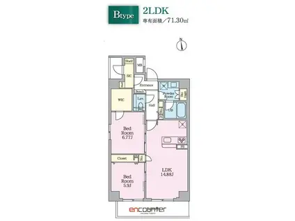 DAIWAグレイスメゾン二子玉川(2LDK/3階)の間取り写真