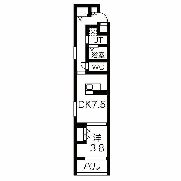 フォーリアライズ京都東寺(1DK/1階)の間取り写真