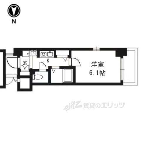 エステムコート京都烏丸Ⅱ(1K/2階)の間取り写真