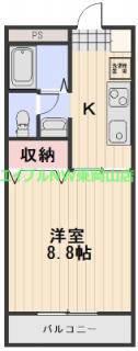 ディアスUIII(1K/1階)の間取り写真