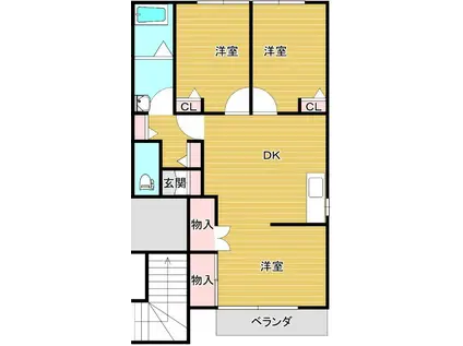 スクエアII(2LDK/2階)の間取り写真