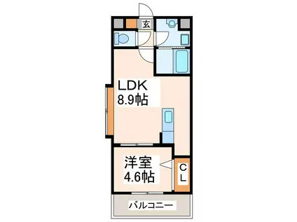 ビュークレスト京町(1LDK/5階)の間取り写真