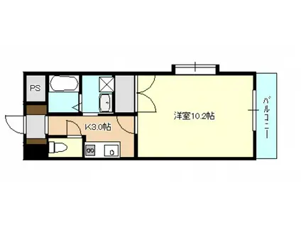 グランヴェルジェ中須I(1K/3階)の間取り写真