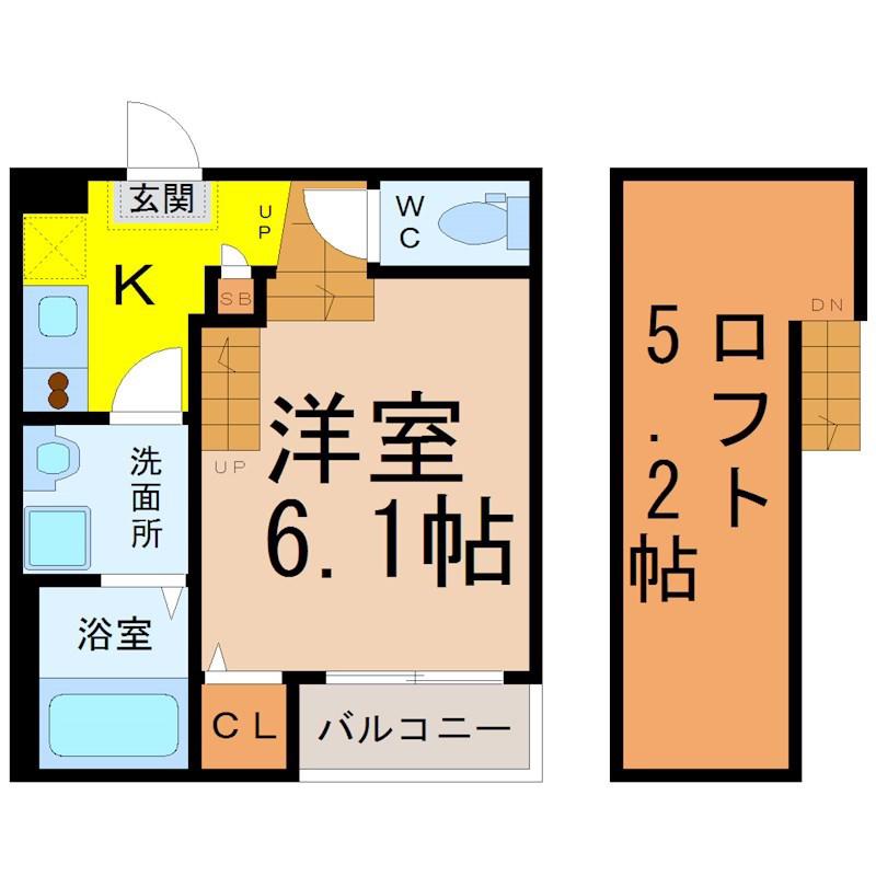 LEEF(1SK/2階)の間取り写真