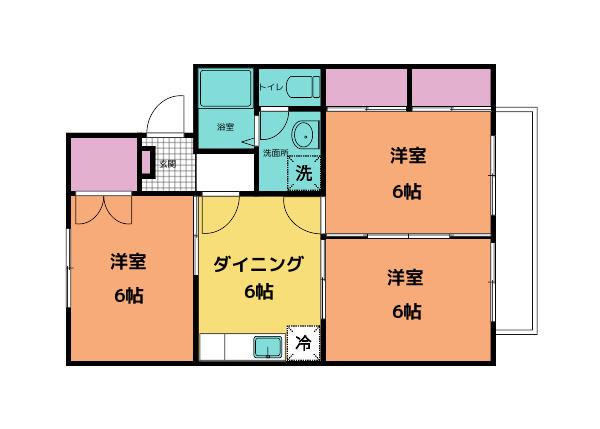 セジュールみやび(3DK/1階)の間取り写真