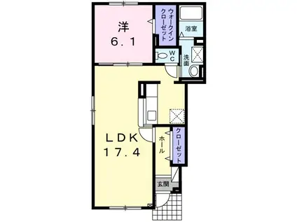 エスペランス(1LDK/1階)の間取り写真