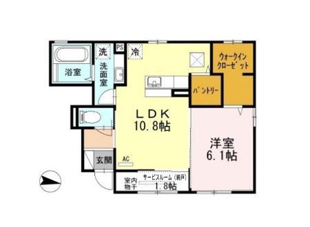 HAPPY FOREST A棟(1LDK/1階)の間取り写真