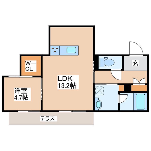 シャーメゾンローツェ国府(1LDK/1階)の間取り写真