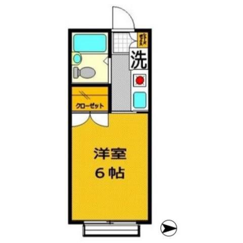 西戸部ダイヤモンドパレス(ワンルーム/2階)の間取り写真