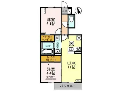 オルテンシア(2LDK/1階)の間取り写真