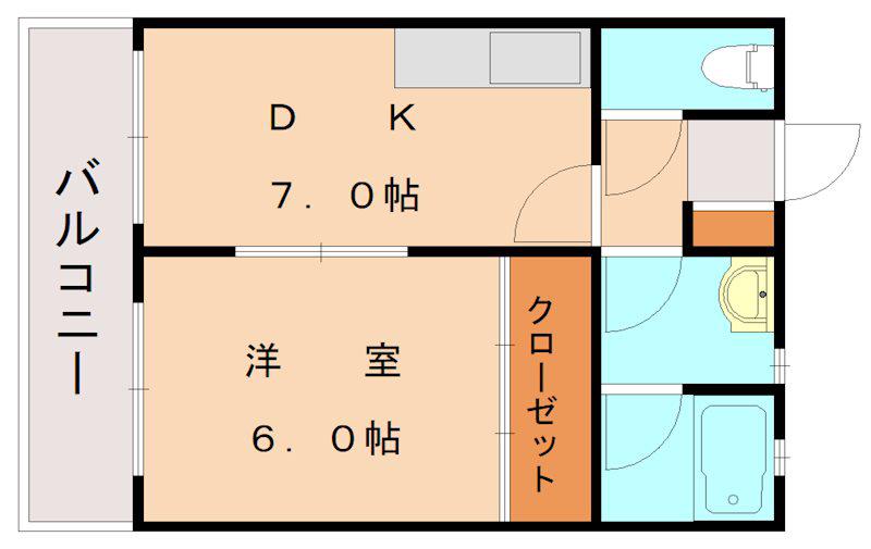 コンプレート中津口(1DK/5階)の間取り写真