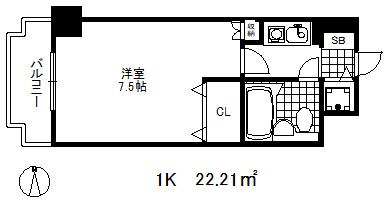 ライオンズマンション三宮東第2(1K/9階)の間取り写真