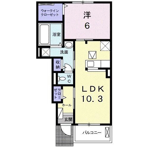 ミ カーサ(1LDK/1階)の間取り写真