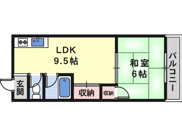 カーサビアンカ(1LDK/1階)の間取り写真