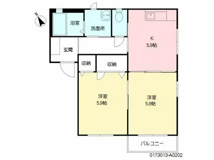 シャーメゾン瀬高(2K/2階)の間取り写真