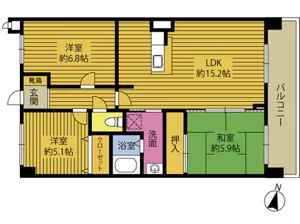 エムエスビル(3LDK/2階)の間取り写真