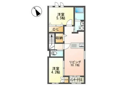 ヴェルジュ菅原II(2LDK/2階)の間取り写真