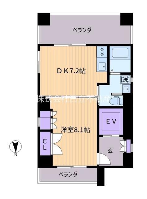 ACT SOHO KEIO笹塚(1DK/8階)の間取り写真