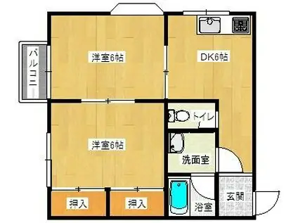 リバーサイドハイツ(2K/1階)の間取り写真