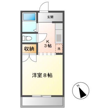 西村ハイツ(1K/2階)の間取り写真