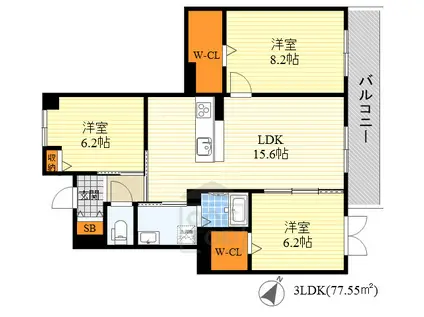 シャーメゾン桃李(3LDK/4階)の間取り写真