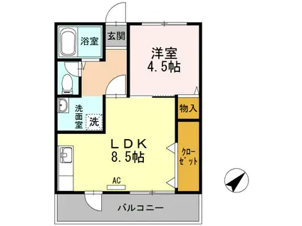カーサヴェンティ(1LDK/2階)の間取り写真