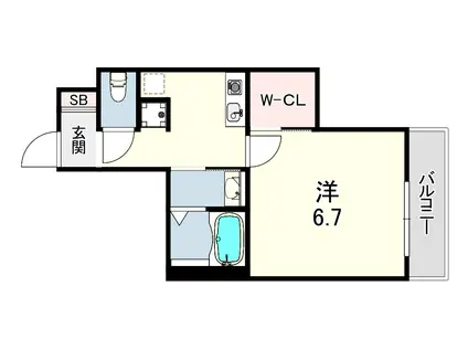 TIDE.STYLE FUKAE(1K/3階)の間取り写真