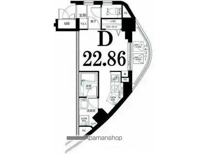 グリフィン横浜・プライムスクエア(ワンルーム/7階)の間取り写真