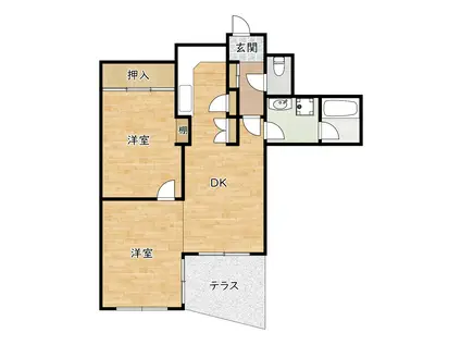 エクセレント野田(2DK/1階)の間取り写真