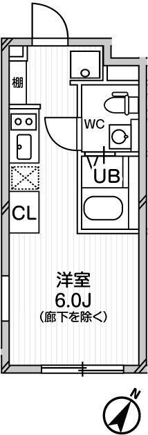 EXAM中目黒II(1K/2階)の間取り写真
