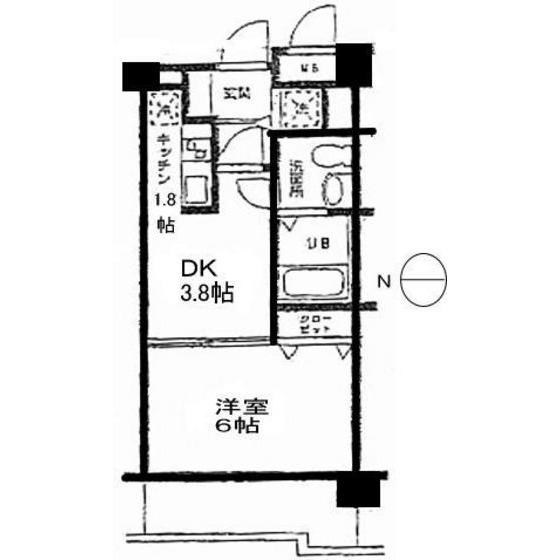 シャルマン秀栄(1DK/4階)の間取り写真
