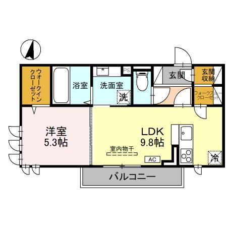 D-ROOM新和(1LDK/2階)の間取り写真