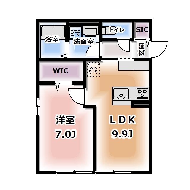 KOMOREBI GARDEN中田本町C(1LDK/1階)の間取り写真
