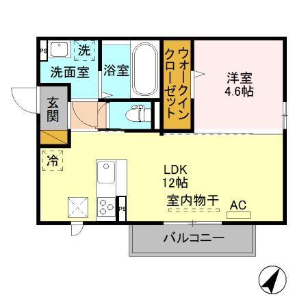 エスポワール寺尾台 B(1LDK/1階)の間取り写真