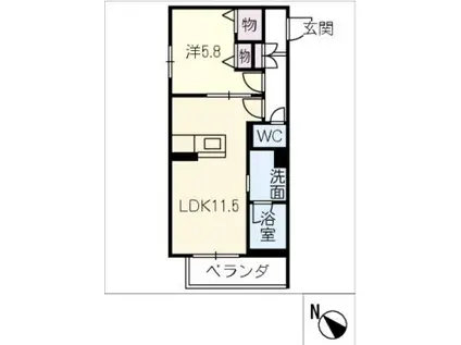 サンオーレ(1LDK/2階)の間取り写真