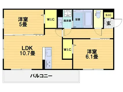 フルールII(2LDK/1階)の間取り写真
