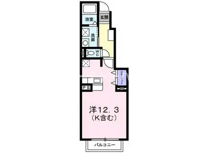 ボワ・コリーヌ(ワンルーム/1階)の間取り写真