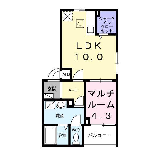セレーノ(1LDK/1階)の間取り写真