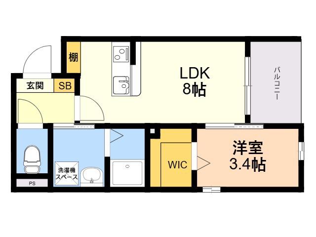 リアンレガーロ桜並木駅(1LDK/1階)の間取り写真