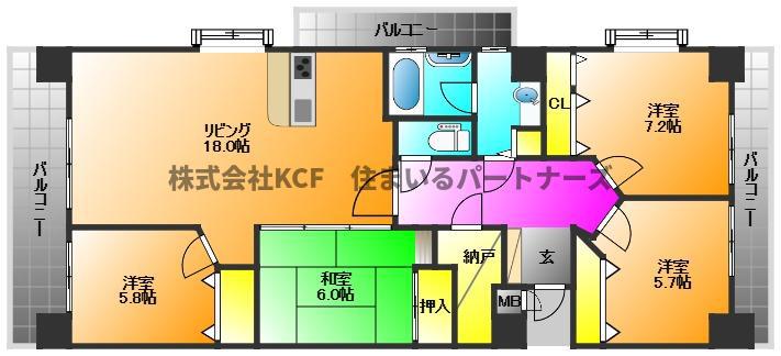 アーサー六ツ門プレミアムタワー(4LDK/15階)の間取り写真