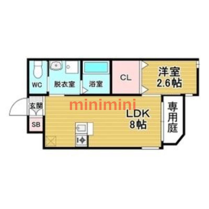 リアコート関大前II(1LDK/1階)の間取り写真