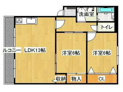 ウィンベルあかね 105(2LDK/1階)の間取り写真