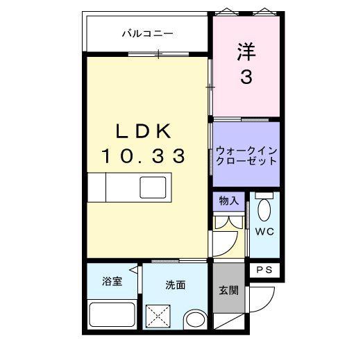 グラングルー(1LDK/1階)の間取り写真