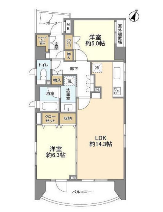 クレッセント麻布ビュータワー(2LDK/3階)の間取り写真