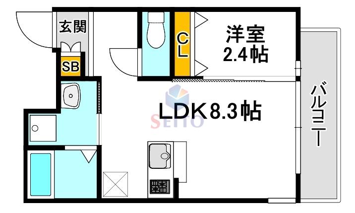 リアコート関大前II(1LDK/2階)の間取り写真