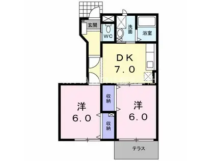 グランデB(2DK/1階)の間取り写真