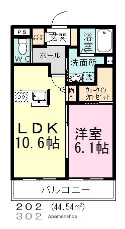 SUN‐IZUMI薬円台(1LDK/2階)の間取り写真
