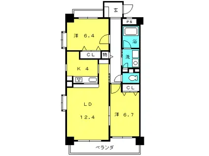 グランドソレーユ(2LDK/2階)の間取り写真