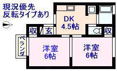 カメリア ドゥ 三納(2DK/1階)の間取り写真