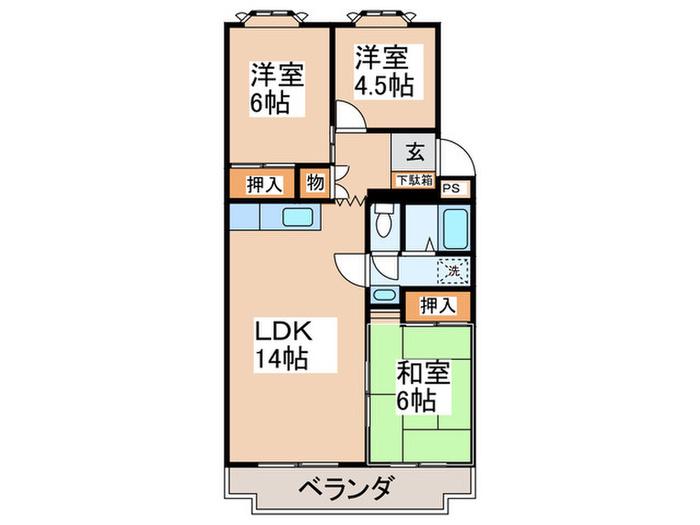 ハイツ崇善(3LDK/1階)の間取り写真